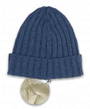 Blue knitted cashmere cap