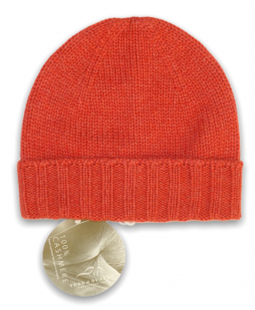Coral knitted cashmere cap