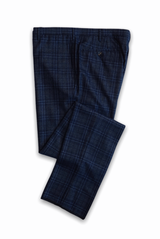 Blue Rota Wool Check Trousers