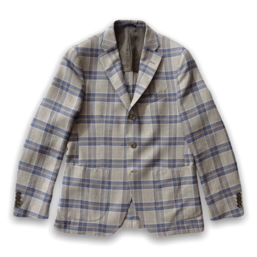 Blue Men's Checked Unlined Jacket