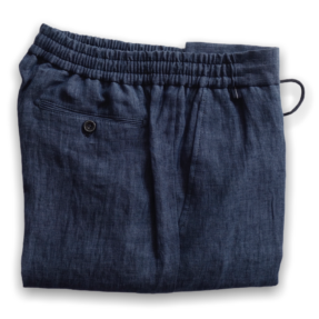 Pantaloni blu con elastico lino