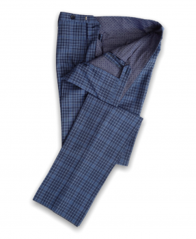 Blue Rota Wool Checked Trousers 