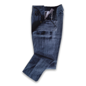 Pantaloni lino blu con elastico
