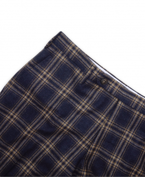 Rota wool blue camel checked trousers 