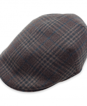 Zegna checked brown flat cap 