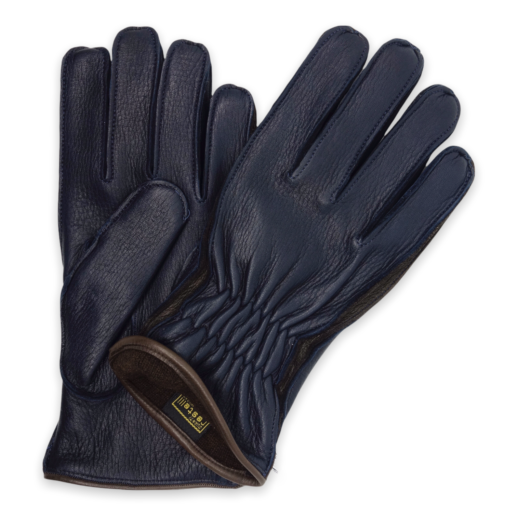 Restelli blue gloves men's with cashmere lining