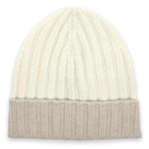 Berretto panna cashmere bicolore