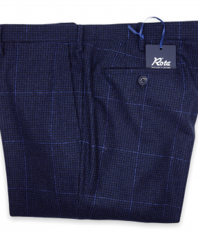 Rota pantaloni lana quadro azzurro