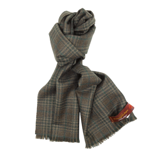 Zegna brown checked fabric men's scarf