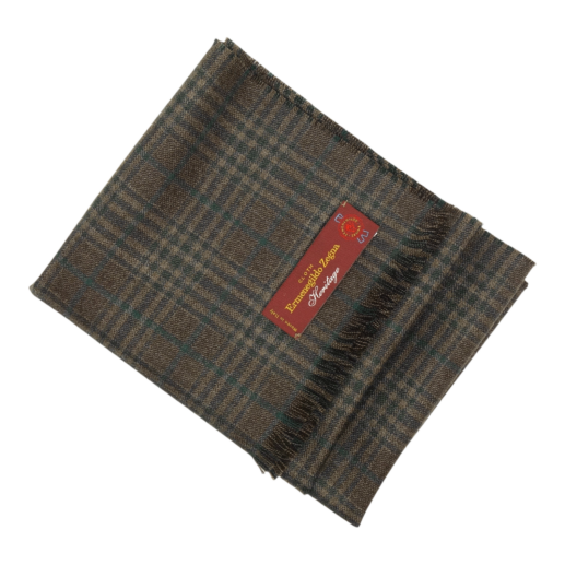 Zegna brown checked fabric man scarf