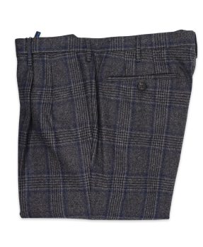 Pantaloni Rota lana quadri azzurri