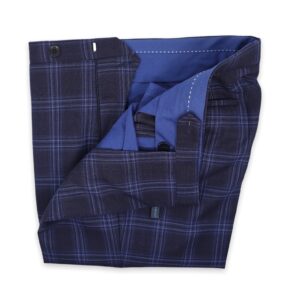 Rota pantaloni quadri lana blu