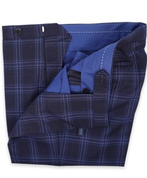 Rota pantaloni quadri lana blu
