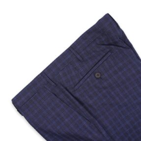 Pantaloni Rota quadri lana lino seta blu