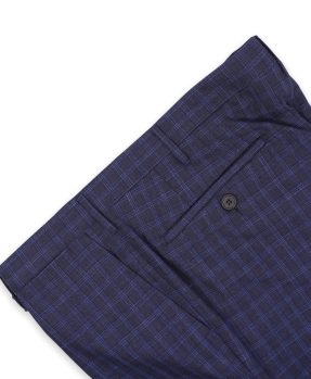 Pantaloni Rota quadri lana lino seta blu