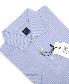 Fedeli light blue striped polo shirt