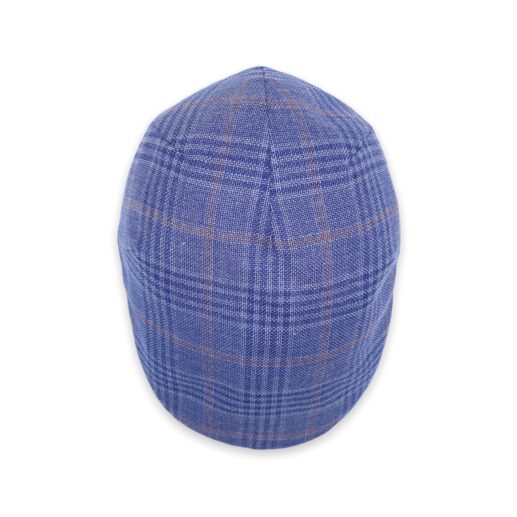 Blue checked wool silk flat cap