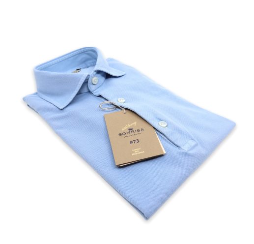 Sonrisa cotton polo shirt light blue