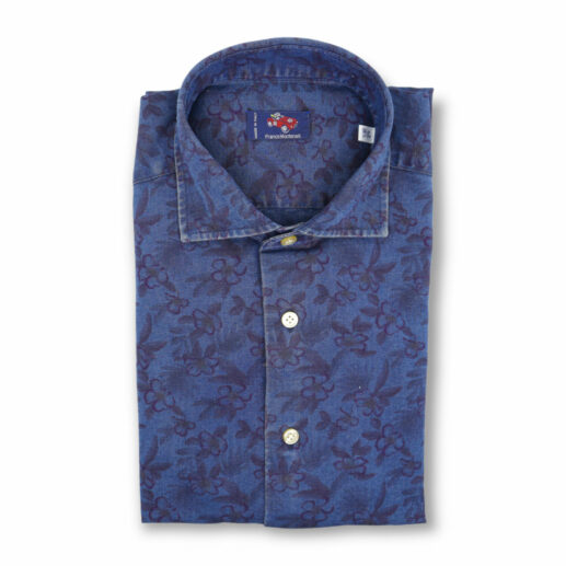 Flower patterned denim shirt