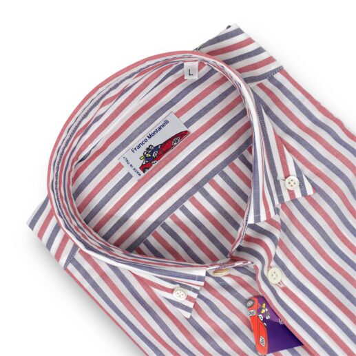 Franco Montanelli blue red striped shirt bd