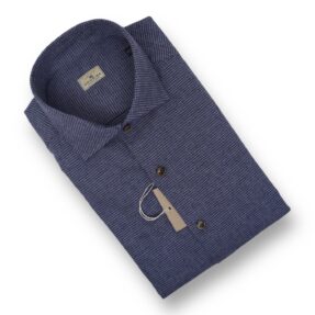 Camicia Sonrisa flanella blu pied de poule