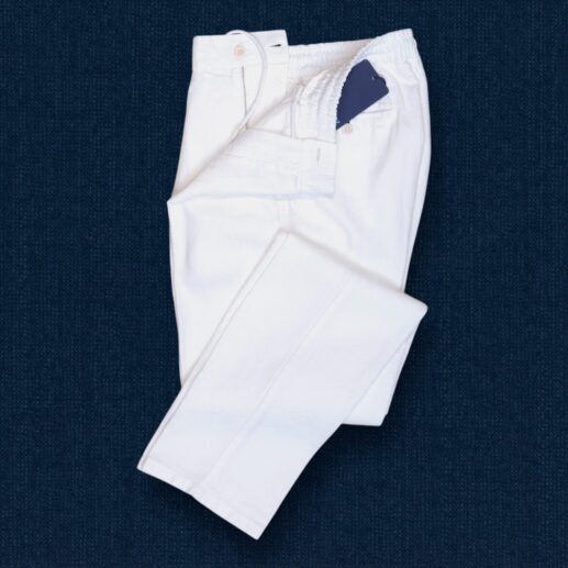 Pantaloni Rota lino bianchi con elastico