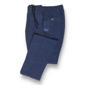Rota linen elastic waistband blue trousers