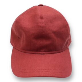 Red linen baseball cap