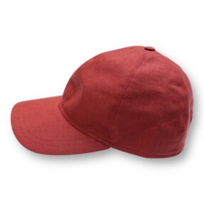 Red linen baseball cap